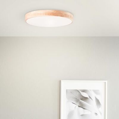Lightbox Basic LED Wand- & Deckenlampe Ø 50 cm Holzrahmen vom Kautschukbaum & CCT (3000-6500 K) & Timer & Nachtlicht dimmbar per Fernbedienung 3800 lm aus Metall/Holz/Kunststoff in Weiß/Brau Lightbox Basic LED Wand- & Deckenlampe Ø 50 cm Holzrahmen vom Kautschukbaum & CCT (3000-6500 K) & Timer & Nachtlicht dimmbar per Fernbedienung 3800 lm aus Metall/Holz/Kunststoff in Weiß/Brau