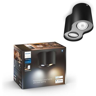 Philips White Ambiance Pillar 2er Spot, inkl. GU10 LED-Lampe, steuerbar via App, kompatibel mit Amazon Alexa (Echo, Echo Dot), schwarz, neue Generation Philips White Ambiance Pillar 2er Spot, inkl. GU10 LED-Lampe, steuerbar via App, kompatibel mit Amazon Alexa (Echo, Echo Dot), schwarz, neue Generation