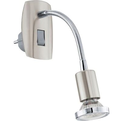 EGLO LED Steckdosenspot Mini, Steckdosenlampe mit Schalter und Flexarm, Leuchte Steckdose schwenkbar, Stahl in Silber und Chrom, Fassung: GU10, inkl. Schalter EGLO LED Steckdosenspot Mini, Steckdosenlampe mit Schalter und Flexarm, Leuchte Steckdose schwenkbar, Stahl in Silber und Chrom, Fassung: GU10, inkl. Schalter
