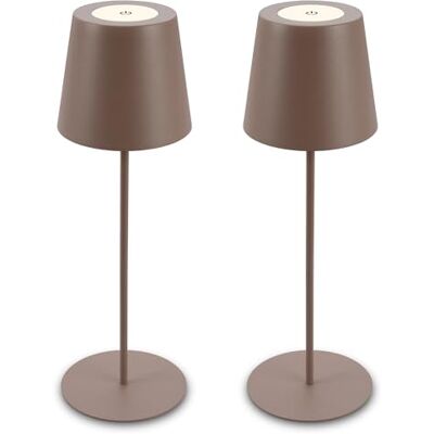 BRILONER 2er-Set LED Tischlampen kabellos mit Touch, dimmbar in Stufen, höhenverstellbar, Nachttischlampe, Leselampe, Campinglampe, Tischleuchte, Akku Lampe, Outdoor, 12x36 cm, Umbrasand BRILONER 2er-Set LED Tischlampen kabellos mit Touch, dimmbar in Stufen, höhenverstellbar, Nachttischlampe, Leselampe, Campinglampe, Tischleuchte, Akku Lampe, Outdoor, 12x36 cm, Umbrasand