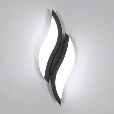 Goeco LED Wandleuchten Innen, 12W Modern Wandlampe Schwarz aus Acryl Kaltweißes Licht 6500 k, Blattförmige Wandleuchte Nachtlampe Wandbeleuchtung für Flur Treppenhaus Wohnzimmer Schlafzimmer Goeco LED Wandleuchten Innen, 12W Modern Wandlampe Schwarz aus Acryl Kaltweißes Licht 6500 k, Blattförmige Wandleuchte Nachtlampe Wandbeleuchtung für Flur Treppenhaus Wohnzimmer Schlafzimmer