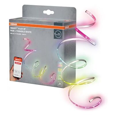 Osram Smart+ Zigbee LED Streifen RGBW180cm (3x 60cm), LED Strip 11W, 700lm, 2000-6500K, 16 Mio. Farben, dimmbar, selbstklebend Osram Smart+ Zigbee LED Streifen RGBW180cm (3x 60cm), LED Strip 11W, 700lm, 2000-6500K, 16 Mio. Farben, dimmbar, selbstklebend