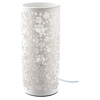 GILDE Lampe Tischlampe Dekolampe Rose aus Porzellan mit Rosen Deko in weiß Höhe 27 cm GILDE Lampe Tischlampe Dekolampe Rose aus Porzellan mit Rosen Deko in weiß Höhe 27 cm