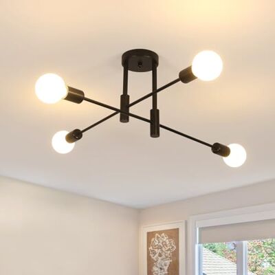 Goeco Vintage Deckenleuchte Kronleuchter Industrielle, 4 Flammige E27 Fassung Schwarz Deckenlampe Retro Deckenleuchtung für Schlafzimmer, Wohnzimmer, Esszimmer, 70CM (Ohne Glühbirnen) Goeco Vintage Deckenleuchte Kronleuchter Industrielle, 4 Flammige E27 Fassung Schwarz Deckenlampe Retro Deckenleuchtung für Schlafzimmer, Wohnzimmer, Esszimmer, 70CM (Ohne Glühbirnen)