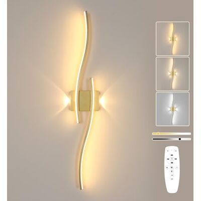 Goeco LED Wandleuchte Innen Gold, 89CM 29W Lange Wandlampe Dimmbar mit Fernbedienung 3000K-6500K, 2 Fimmige, Modern Wandlicht LED mit Memory-Funktion für Wohnzimmer Schlafzimmer Goeco LED Wandleuchte Innen Gold, 89CM 29W Lange Wandlampe Dimmbar mit Fernbedienung 3000K-6500K, 2 Fimmige, Modern Wandlicht LED mit Memory-Funktion für Wohnzimmer Schlafzimmer