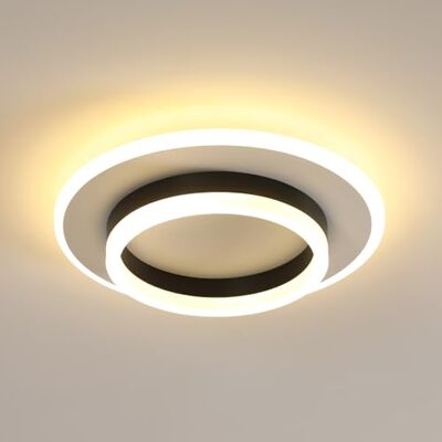 Goeco Deckenlampe LED, 28W Deckenleuchte Modern Rund, 3000K Warmweiß, Deckenbeleuchtung Schlafzimmer, Flur, Küche, Balkon, Weiß und Schwarz Goeco Deckenlampe LED, 28W Deckenleuchte Modern Rund, 3000K Warmweiß, Deckenbeleuchtung Schlafzimmer, Flur, Küche, Balkon, Weiß und Schwarz