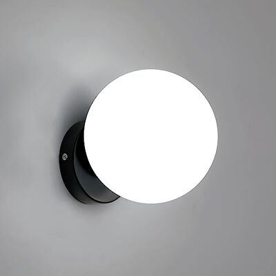 DAXGD E27 Wandleuchte Innen, Moderne Glaskugel Wandlampe Schwarz Ø15CM Moderne Kugel Wandlampe Minimalistische, Kugelförmiger E27 Wandbeleuchtung für Wohnzimmer, Schlafzimmer, Flur(Ohne Glühbirne) DAXGD E27 Wandleuchte Innen, Moderne Glaskugel Wandlampe Schwarz Ø15CM Moderne Kugel Wandlampe Minimalistische, Kugelförmiger E27 Wandbeleuchtung für Wohnzimmer, Schlafzimmer, Flur(Ohne Glühbirne)