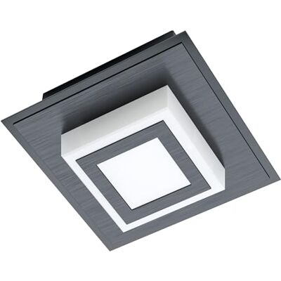 EGLO LED Deckenleuchte Masiano 1, 1 flammige Wandlampe, Deckenlampe aus Aluminium, Stahl und Kunststoff in Schwarz, Satiniert, Wohnzimmerlampe, warmweiß EGLO LED Deckenleuchte Masiano 1, 1 flammige Wandlampe, Deckenlampe aus Aluminium, Stahl und Kunststoff in Schwarz, Satiniert, Wohnzimmerlampe, warmweiß