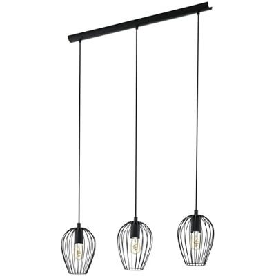 EGLO Pendellampe Newtown, 3 flammige Vintage Pendelleuchte, Retro Hängelampe aus Stahl, Farbe: Schwarz, Fassung: E27 EGLO Pendellampe Newtown, 3 flammige Vintage Pendelleuchte, Retro Hängelampe aus Stahl, Farbe: Schwarz, Fassung: E27