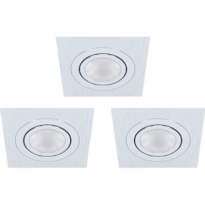 EGLO 3er-Set Einbaustrahler Areitio, Spots Set aus gebürstetem Aluminium, 3 Einbauleuchten mit GU10 Fassung, LED Leuchtmittel inklusive, Spot flach, schwenkbar, L x B 9,5 cm EGLO 3er-Set Einbaustrahler Areitio, Spots Set aus gebürstetem Aluminium, 3 Einbauleuchten mit GU10 Fassung, LED Leuchtmittel inklusive, Spot flach, schwenkbar, L x B 9,5 cm