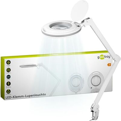 goobay 60362 LED Lupenleuchte mit Klemme / 9 W Leistungsaufnahme / 127 mm Kristall-Glaslinse/Farbtemperatur 6400 K / 1.75x Vergrößerung/Lichtstrom 83-730 Lumen/Weiß goobay 60362 LED Lupenleuchte mit Klemme / 9 W Leistungsaufnahme / 127 mm Kristall-Glaslinse/Farbtemperatur 6400 K / 1.75x Vergrößerung/Lichtstrom 83-730 Lumen/Weiß