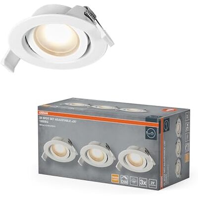 Osram Spot Set LED Einbaustrahler DIM 4,9W 120° Weiß, 3er Set Deckenspot dimmbar Phasenabschnitt, warmweiß IP20 Osram Spot Set LED Einbaustrahler DIM 4,9W 120° Weiß, 3er Set Deckenspot dimmbar Phasenabschnitt, warmweiß IP20
