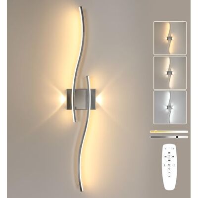 Goeco LED Wandleuchte Innen Dimmbar 89CM 29W Lange Wandlampe Flurlampe mit Fernbedienung 3000K-6500K Chrom Wandbeleuchtung LED mit Memory-Funktion für Wohnzimmer Schlafzimmer Küche Goeco LED Wandleuchte Innen Dimmbar 89CM 29W Lange Wandlampe Flurlampe mit Fernbedienung 3000K-6500K Chrom Wandbeleuchtung LED mit Memory-Funktion für Wohnzimmer Schlafzimmer Küche