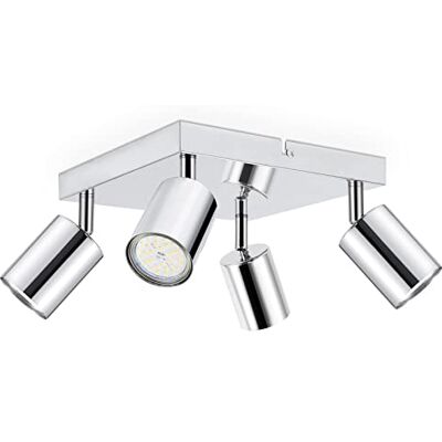 Dehobo LED Deckenstrahler 4 Flammig Quadrat Schwenkbar 350°, Deckenleuchte Strahler GU10 Deckenlampe Küche Lampe Deckenspot für Wohnzimmer Schlafzimmer Flur, Nein GU10 Leuchtmittel Dehobo LED Deckenstrahler 4 Flammig Quadrat Schwenkbar 350°, Deckenleuchte Strahler GU10 Deckenlampe Küche Lampe Deckenspot für Wohnzimmer Schlafzimmer Flur, Nein GU10 Leuchtmittel
