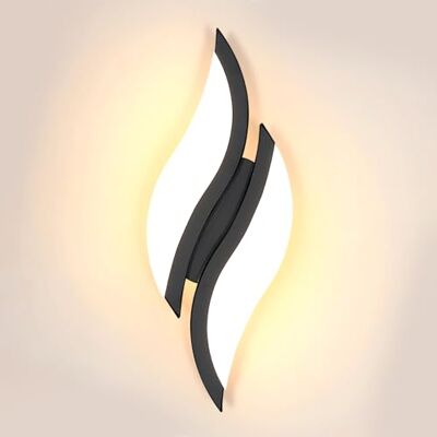 Goeco LED Wandleuchten Innen, 12W Modern Wandlampe Schwarz mit Acryl-Lampenschirm, 3000K Warmes Licht 2-Flammig Blattförmige für Flur Treppenhaus Wohnzimmer Schlafzimmer, 29 cm * 10 cm Goeco LED Wandleuchten Innen, 12W Modern Wandlampe Schwarz mit Acryl-Lampenschirm, 3000K Warmes Licht 2-Flammig Blattförmige für Flur Treppenhaus Wohnzimmer Schlafzimmer, 29 cm * 10 cm