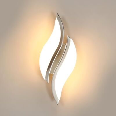 Goeco LED Wandleuchten Innen, 12W Modern Wandlampe aus Acryl Warmes Licht 3000K, Kreative Blattförmige Deckenbeleuchtung für Flur Treppenhaus Wohnzimmer Schlafzimmer, Chrom Goeco LED Wandleuchten Innen, 12W Modern Wandlampe aus Acryl Warmes Licht 3000K, Kreative Blattförmige Deckenbeleuchtung für Flur Treppenhaus Wohnzimmer Schlafzimmer, Chrom