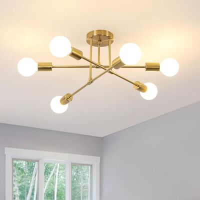 Comely 6-Flammig Vintage Kronleuchter, Retro Sputnik Deckenleuchte E27 Moderne Industrielle Deckenlampe aus Metall für Schlafzimmer Wohnzimmer Küche Flur, Gold Comely 6-Flammig Vintage Kronleuchter, Retro Sputnik Deckenleuchte E27 Moderne Industrielle Deckenlampe aus Metall für Schlafzimmer Wohnzimmer Küche Flur, Gold