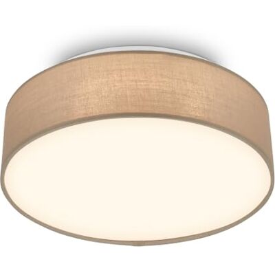 BRILONER LED Deckenlampe mit Stoffschirm, Warmweißes Licht, 30cm, Taupe Deckenleuchte, Wohnzimmerlampe, Deckenlampe Schlafzimmer, Küchenlampe, Schlafzimmerlampe, IP20, 3000K, 30x10,5 cm, LED BRILONER LED Deckenlampe mit Stoffschirm, Warmweißes Licht, 30cm, Taupe Deckenleuchte, Wohnzimmerlampe, Deckenlampe Schlafzimmer, Küchenlampe, Schlafzimmerlampe, IP20, 3000K, 30x10,5 cm, LED
