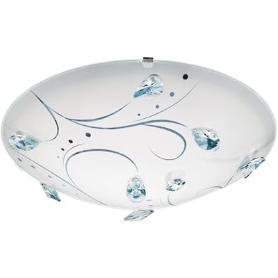 EGLO LED Deckenleuchte Sorrenta 1, 1 flammige Deckenlampe klassisch, Wohnzimmerlampe aus Metall, Glas mit Kristallen in Weiß, Schlafzimmerlampe, LED Flurlampe Decke neutralweiß EGLO LED Deckenleuchte Sorrenta 1, 1 flammige Deckenlampe klassisch, Wohnzimmerlampe aus Metall, Glas mit Kristallen in Weiß, Schlafzimmerlampe, LED Flurlampe Decke neutralweiß