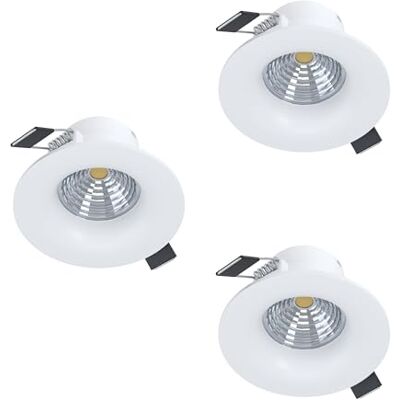 EGLO 3er Set Einbaustrahler Saliceto, dimmbare Deckenspots, runde Deckenstrahler aus Aluminium in Weiß, warmweiß, Ø 8,8 cm EGLO 3er Set Einbaustrahler Saliceto, dimmbare Deckenspots, runde Deckenstrahler aus Aluminium in Weiß, warmweiß, Ø 8,8 cm