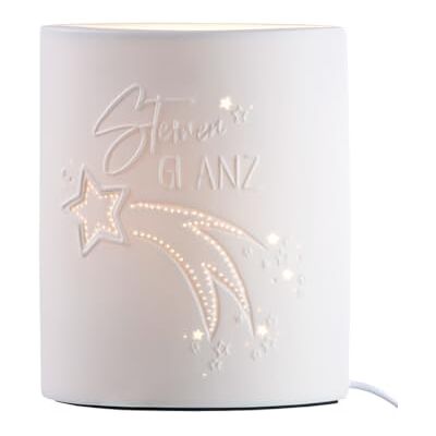 GILDE Tischleuchte Sternenglanz Porzellan weiß Stern Motiv Schriftzug Höhe 20,5 cm Dekoleuchte Nachttischlampe Wohnaccessoire Beleuchtung GILDE Tischleuchte Sternenglanz Porzellan weiß Stern Motiv Schriftzug Höhe 20,5 cm Dekoleuchte Nachttischlampe Wohnaccessoire Beleuchtung