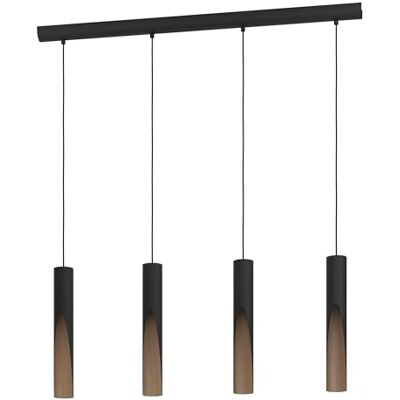 EGLO LED Hängelampe Barbotto, 4-flammige Pendelleuchte über Esstisch, indirekte Beleuchtung, Hängeleuchte aus Metall in Schwarz und Holz-Optik, GU10-Leuchtmittel, warmweiß, FSC zertifiziert EGLO LED Hängelampe Barbotto, 4-flammige Pendelleuchte über Esstisch, indirekte Beleuchtung, Hängeleuchte aus Metall in Schwarz und Holz-Optik, GU10-Leuchtmittel, warmweiß, FSC zertifiziert