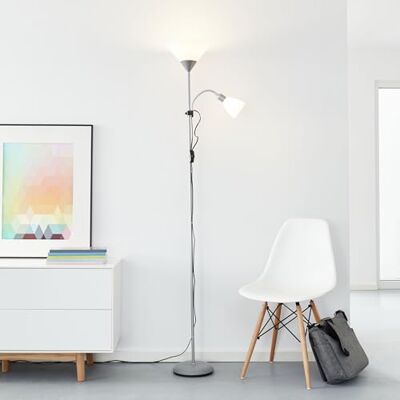 Lightbox Stehlampe Standleuchte 2-flammig 180cm Lampe mit einstellbarem Lesearm Leselampe für das Wohnzimmer E-27 & E-14 Fassung inkl. LED Lightbox Stehlampe Standleuchte 2-flammig 180cm Lampe mit einstellbarem Lesearm Leselampe für das Wohnzimmer E-27 & E-14 Fassung inkl. LED