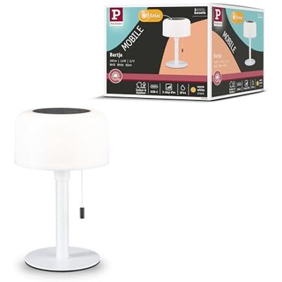 Paulmann 94606 Solar LED Akkutischleuchte Bartja IP44 2700K Weiß USB-C Akku Mobile Tischleuchte Paulmann 94606 Solar LED Akkutischleuchte Bartja IP44 2700K Weiß USB-C Akku Mobile Tischleuchte