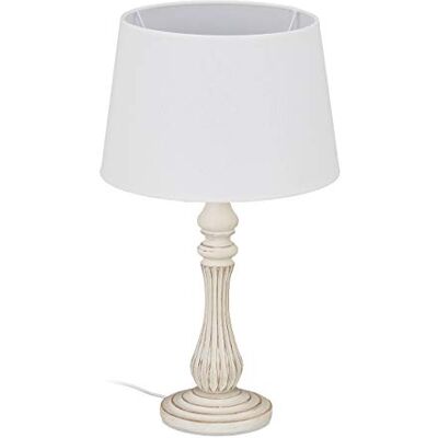 Relaxdays Tischlampe Landhausstil Nachttischlampe, weiß Relaxdays Tischlampe Landhausstil Nachttischlampe, weiß