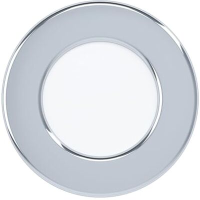 EGLO LED Bad-Einbaustrahler Fueva 5, Ø 8,6 cm, Spot aus Stahl und einer Kunststoff Leuchtfläche, Einbauleuchte in Chrom, Weiß, Einbauspot flach, geringe Einbautiefe 26 mm, warmweiß, IP44 EGLO LED Bad-Einbaustrahler Fueva 5, Ø 8,6 cm, Spot aus Stahl und einer Kunststoff Leuchtfläche, Einbauleuchte in Chrom, Weiß, Einbauspot flach, geringe Einbautiefe 26 mm, warmweiß, IP44
