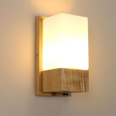 Comely Wandleuchte Innen Holz, Vintage E27 Wandlampe Innen mit Glas Lampenschirm, Wandstrahler Retro Wand Lampen für Schlafzimmer, Flur, Esszimmer, Wohnzimmer Comely Wandleuchte Innen Holz, Vintage E27 Wandlampe Innen mit Glas Lampenschirm, Wandstrahler Retro Wand Lampen für Schlafzimmer, Flur, Esszimmer, Wohnzimmer