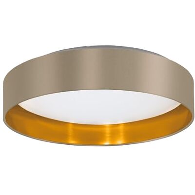 EGLO LED Deckenlampe Maserlo 2, Textil Deckenleuchte, Wohnzimmerlampe Decke aus Stoff in gold und taupe, Kunststoff in weiß, warmweiß, Ø 38 cm EGLO LED Deckenlampe Maserlo 2, Textil Deckenleuchte, Wohnzimmerlampe Decke aus Stoff in gold und taupe, Kunststoff in weiß, warmweiß, Ø 38 cm
