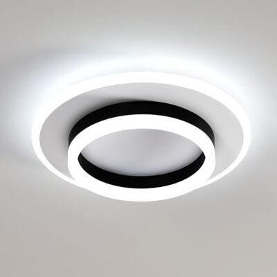 Goeco LED Deckenleuchte Runde, 28W Ø 30 cm Modern Deckenlampe Innen 6500K Kaltweißes Licht, LED Lampen Deckenbeleuchtung aus Acryl für Schlafzimmer, Wohnzimmer, Flur, Schwarz + Weiß Goeco LED Deckenleuchte Runde, 28W Ø 30 cm Modern Deckenlampe Innen 6500K Kaltweißes Licht, LED Lampen Deckenbeleuchtung aus Acryl für Schlafzimmer, Wohnzimmer, Flur, Schwarz + Weiß
