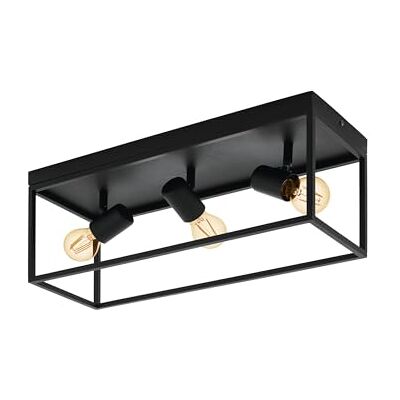 EGLO Deckenlampe Silentina, 3 flammige Deckenleuchte, Industrial aus Stahl, Wohnzimmerlampe in Schwarz, Küchenlampe, Flurlampe Decke mit E27 Fassung EGLO Deckenlampe Silentina, 3 flammige Deckenleuchte, Industrial aus Stahl, Wohnzimmerlampe in Schwarz, Küchenlampe, Flurlampe Decke mit E27 Fassung