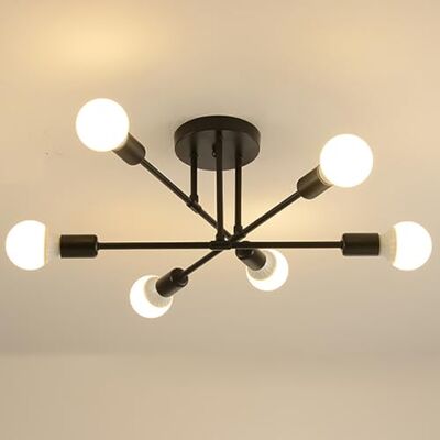 Goeco Vintage Sputnik Kronleuchter, 6-Flammige E27 Deckenleuchte Schwarz Metall, Retro Deckenlampe für Esszimmer, Esstisch, Flur, Wohnzimmer, Hotel, Café (Ohne Leuchtmittel) Goeco Vintage Sputnik Kronleuchter, 6-Flammige E27 Deckenleuchte Schwarz Metall, Retro Deckenlampe für Esszimmer, Esstisch, Flur, Wohnzimmer, Hotel, Café (Ohne Leuchtmittel)