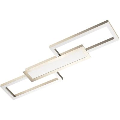 EGLO LED Deckenleuchte Monirote, Deckenlampe minimalistisch mit Fernbedienung, dimmbare Wohnzimmerlampe aus Metall in Nickel-matt und Kunststoff in weiß, Küchenlampe warmweiß-kaltweiß, L 78 cm EGLO LED Deckenleuchte Monirote, Deckenlampe minimalistisch mit Fernbedienung, dimmbare Wohnzimmerlampe aus Metall in Nickel-matt und Kunststoff in weiß, Küchenlampe warmweiß-kaltweiß, L 78 cm