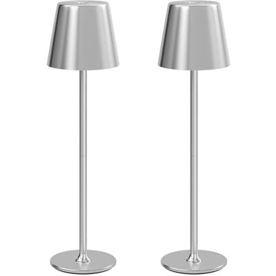 UPXNBOR LED Tischlampe Kabellos 2 Stück, Dimmbare Nachttischlampe Touch, Akku Tischleuchte Kabellos, Indoor Outdoor Tischlampe Akku, 3-stufig Warmlicht, IP54 Wasserdicht, Vollmetallgehäuse, Silber UPXNBOR LED Tischlampe Kabellos 2 Stück, Dimmbare Nachttischlampe Touch, Akku Tischleuchte Kabellos, Indoor Outdoor Tischlampe Akku, 3-stufig Warmlicht, IP54 Wasserdicht, Vollmetallgehäuse, Silber