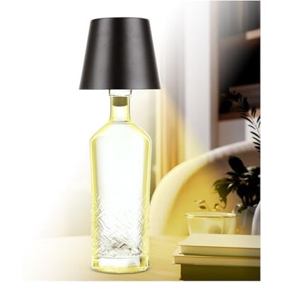AddLiving LED Flaschenlampe Akku-Lampe mit Touch-Funktion Nachttischlampe dimmbar Lampenschirm 3 Lichtfarben 56 LEDs Wetterfest IP44 Bottle Light Inkl. 3 Flaschenaufsätze (Schwarz) AddLiving LED Flaschenlampe Akku-Lampe mit Touch-Funktion Nachttischlampe dimmbar Lampenschirm 3 Lichtfarben 56 LEDs Wetterfest IP44 Bottle Light Inkl. 3 Flaschenaufsätze (Schwarz)