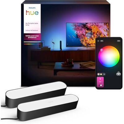 Philips White & Color Ambiance Play Lightbar 2er Pack Basis-Set (500 lm), Dimmbare Lichtsäulen mit 16 Mio. Farben zur TV-Hintergrundbeleuchtung, Lichtsteuerung über Sprache oder App, Schwarz Philips White & Color Ambiance Play Lightbar 2er Pack Basis-Set (500 lm), Dimmbare Lichtsäulen mit 16 Mio. Farben zur TV-Hintergrundbeleuchtung, Lichtsteuerung über Sprache oder App, Schwarz