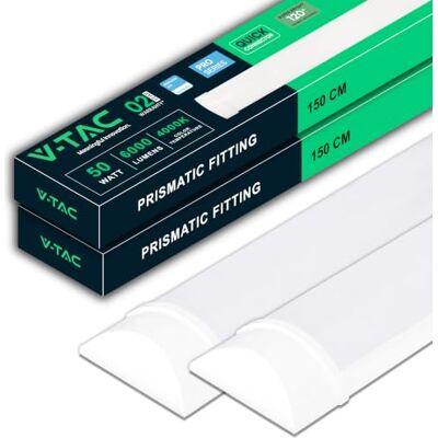 V-TAC 2x Feuchtraumleuchte LED 150 CM 50W Samsung Chip Rechteckige Lampe 6000 Lumen IP20 für Wand, Garage, Shop LED Röhre Prismatische Deckenleuchte LED Licht 4000K Neutralweiß V-TAC 2x Feuchtraumleuchte LED 150 CM 50W Samsung Chip Rechteckige Lampe 6000 Lumen IP20 für Wand, Garage, Shop LED Röhre Prismatische Deckenleuchte LED Licht 4000K Neutralweiß