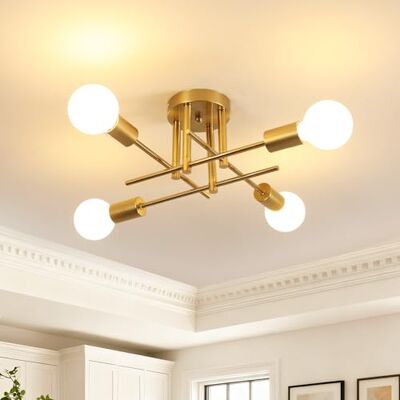 Goeco Gold Deckenleuchte Kronleuchter Vintage, Metall Deckenlampe E27 Lampenfassung 4 Flammig, Industrial Pendelleuchte für Schlafzimmer, Wohnzimmer, Esszimmer, Küche, 43 CM Goeco Gold Deckenleuchte Kronleuchter Vintage, Metall Deckenlampe E27 Lampenfassung 4 Flammig, Industrial Pendelleuchte für Schlafzimmer, Wohnzimmer, Esszimmer, Küche, 43 CM