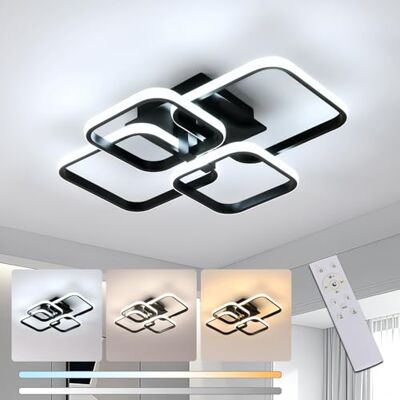 Comely Deckenleuchte Dimmbar mit Fernbedienung, 48W 5400LM Schwarz Deckenlampe LED Modern Schwarz 3000K-6500K für Wohnzimmer Schlafzimmer Arbeitszimmer Comely Deckenleuchte Dimmbar mit Fernbedienung, 48W 5400LM Schwarz Deckenlampe LED Modern Schwarz 3000K-6500K für Wohnzimmer Schlafzimmer Arbeitszimmer