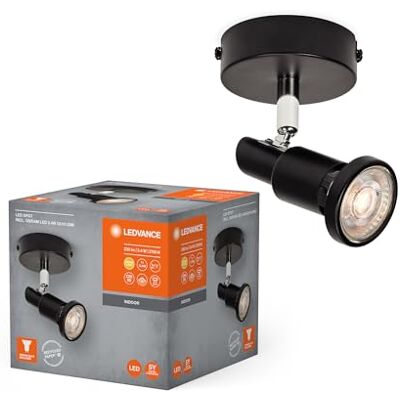 LEDVANCE LED SPOT GU10 1 x 3,4W, 230lm, schwarz, 2.700K Farbtemperatur, warmweiße Lichtfarbe, zeitloses Design, austauschbare LED-Lampe, ideal für Innenräume, CRI 90, verstellbare Köpfe LEDVANCE LED SPOT GU10 1 x 3,4W, 230lm, schwarz, 2.700K Farbtemperatur, warmweiße Lichtfarbe, zeitloses Design, austauschbare LED-Lampe, ideal für Innenräume, CRI 90, verstellbare Köpfe