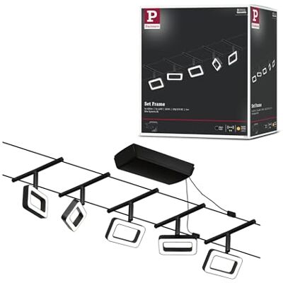 Paulmann 94485 LED Seilsytem Frame Basisset 5x400lm incl. 5x4,8 W Warmweiß Schwarz matt, Chrom Kunststoff, Metall 3000 K Paulmann 94485 LED Seilsytem Frame Basisset 5x400lm incl. 5x4,8 W Warmweiß Schwarz matt, Chrom Kunststoff, Metall 3000 K