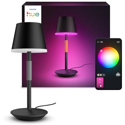Philips White & Color Ambiance Go Tragbare Tischleuchte (530 lm), dimmbare LED Leuchte für das Hue Lichtsystem mit 16 Mio. Farben, smarte Lichtsteuerung über Sprache oder App, schwarz Philips White & Color Ambiance Go Tragbare Tischleuchte (530 lm), dimmbare LED Leuchte für das Hue Lichtsystem mit 16 Mio. Farben, smarte Lichtsteuerung über Sprache oder App, schwarz