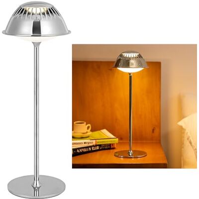 LuminexDesigns Kabellose LED Tischlampe Modern – Industrial Silbern Metall Design Touch Dimmbar, Wasserfest Chrom Tischleuchte Akku für Nachttisch, Wohnzimmer, Arbeitszimmer, Büro, Café, Bar & Outdoor LuminexDesigns Kabellose LED Tischlampe Modern – Industrial Silbern Metall Design Touch Dimmbar, Wasserfest Chrom Tischleuchte Akku für Nachttisch, Wohnzimmer, Arbeitszimmer, Büro, Café, Bar & Outdoor