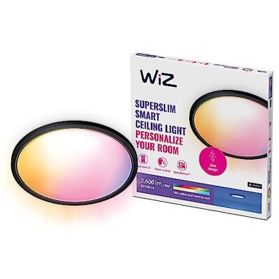 WiZ SuperSlim Deckenleuchte Tunable White & Color, 22W, Ø423 mm, dimmbar, 16 Mio. Farben, smarte Steuerung per App/Stimme über WLAN, schwarz WiZ SuperSlim Deckenleuchte Tunable White & Color, 22W, Ø423 mm, dimmbar, 16 Mio. Farben, smarte Steuerung per App/Stimme über WLAN, schwarz