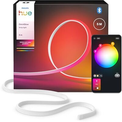 Philips OmniGlow 5m Mikro LED-Lightstrip, 4500 lm Lichtband, farbige LED Streifen für Ambiente, Flexible indirekte Beleuchtung, Gleichmäßiges Licht, Zuschneidbar, App- und Sprachsteuerung Philips OmniGlow 5m Mikro LED-Lightstrip, 4500 lm Lichtband, farbige LED Streifen für Ambiente, Flexible indirekte Beleuchtung, Gleichmäßiges Licht, Zuschneidbar, App- und Sprachsteuerung