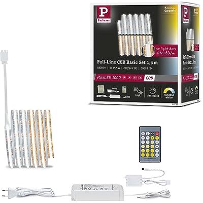Paulmann 71114 MaxLED 1000 LED Strip Full-Line COB 1,5m 15,5W 1200lm/m 672LEDs/m Tunable White 40VA LED Band erweiterbar Paulmann 71114 MaxLED 1000 LED Strip Full-Line COB 1,5m 15,5W 1200lm/m 672LEDs/m Tunable White 40VA LED Band erweiterbar