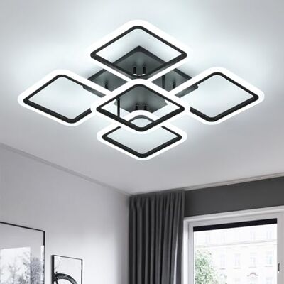 Comely 61W 7000LM LED Deckenleuchte, Schwarz Minimalistisches Design 5 Köpfe Quadratische Form LED Deckenlampe, Acryl Deckenbeleuchtung Modern für Schlafzimmer Wohnzimmer, Kaltes Weiß 6500K Comely 61W 7000LM LED Deckenleuchte, Schwarz Minimalistisches Design 5 Köpfe Quadratische Form LED Deckenlampe, Acryl Deckenbeleuchtung Modern für Schlafzimmer Wohnzimmer, Kaltes Weiß 6500K